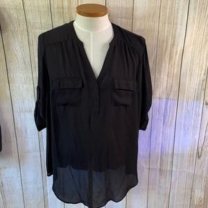 Women’s Torrid Harper black pullover blouse sz 1